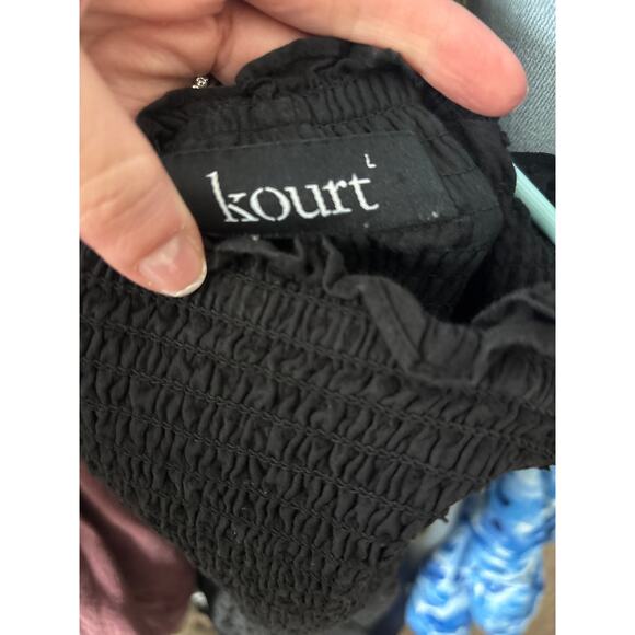 Kourt Calypso Women’s Swiss Dot Tiered Midi Dress Nap Style Black Sz L - Picture 11 of 12